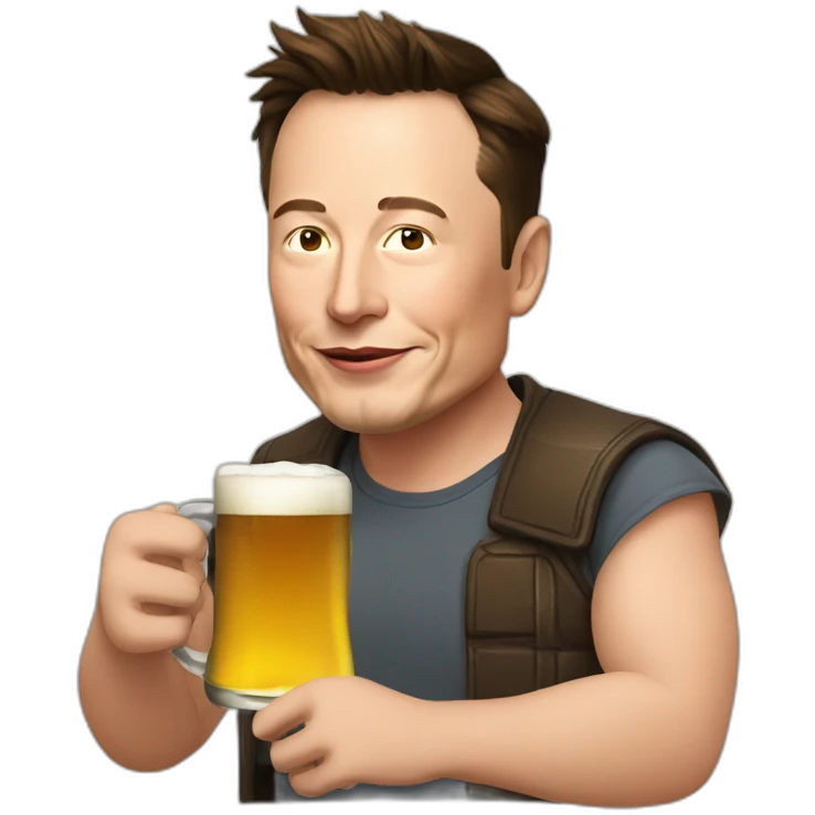 Elon Musk drinking a beer emoji