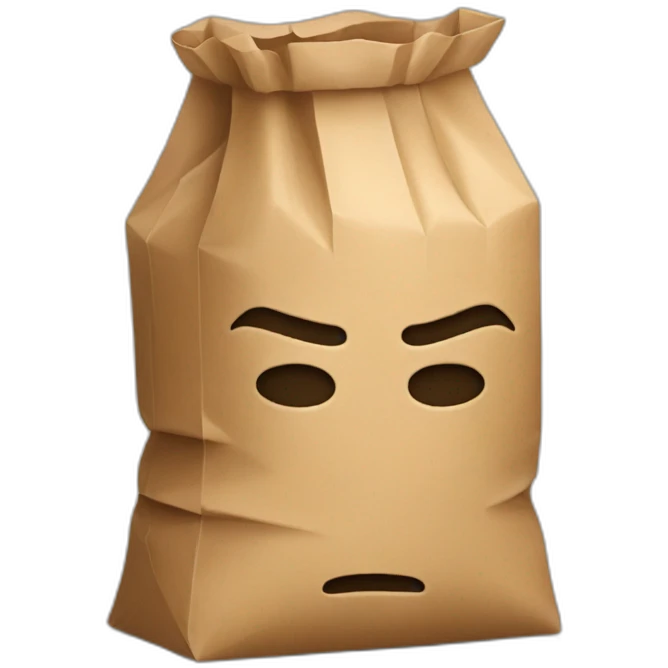 a person hiding their head in a paper bag full of shame emoji