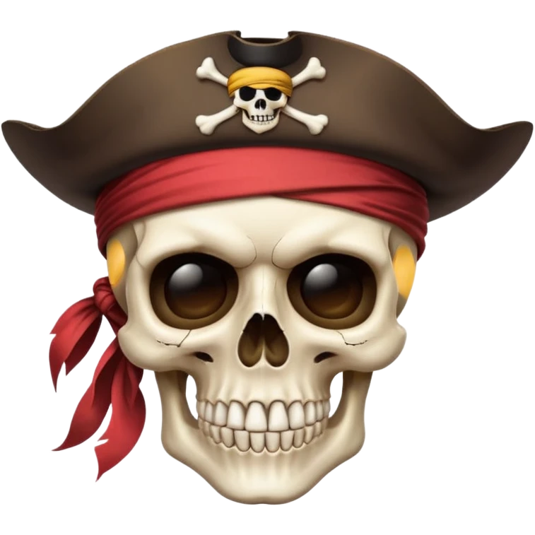 Minimal flat Straw Hat pirate skull, clean vector, bold outlines, pure black background, centered composition, crisp edges, 1:1 emoji