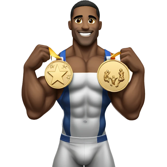 A bodybuilder winning Olympia medal emoji