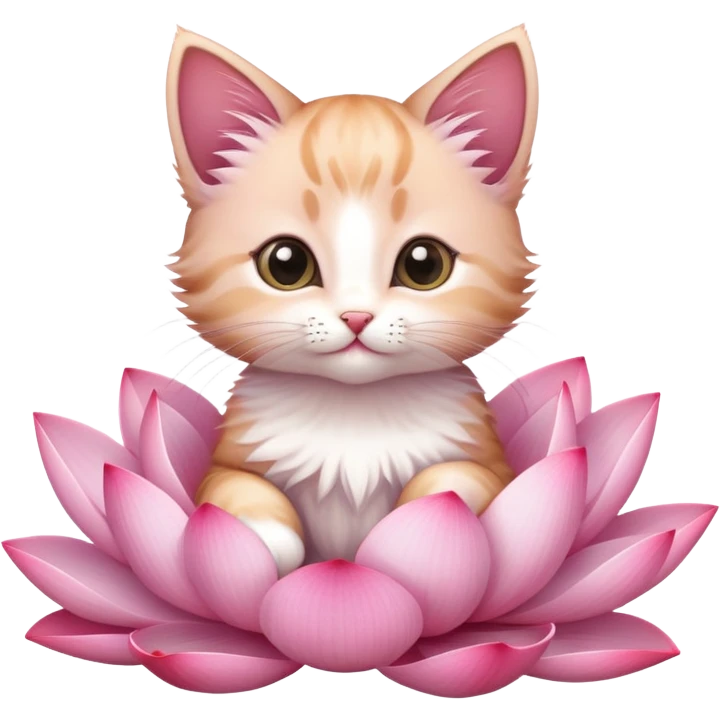 Kitten sitting on lotus flower emoji