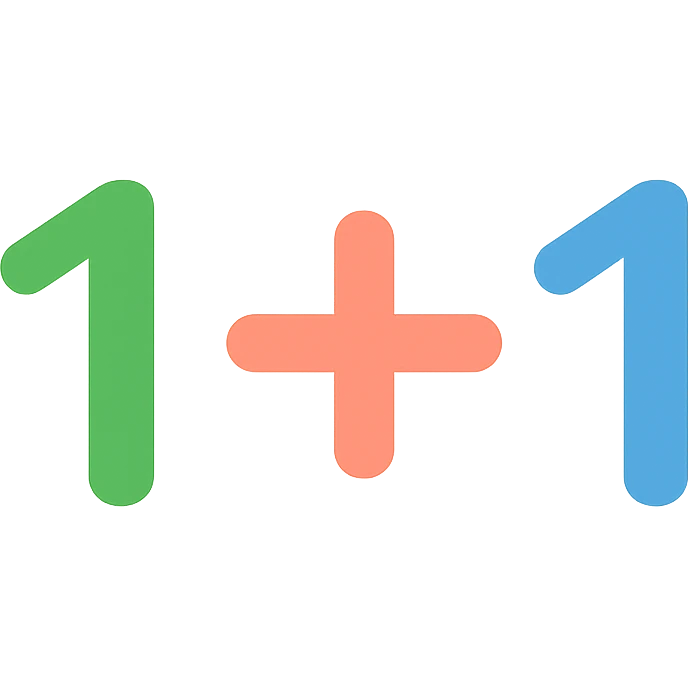 icon of 1+1, colorful, playful style emoji