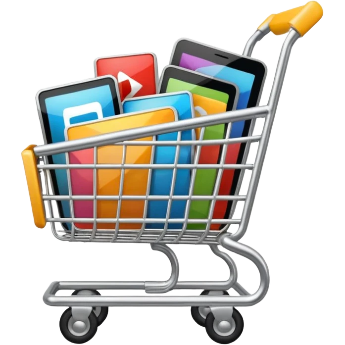 shopping cart filled with video player icons emoji