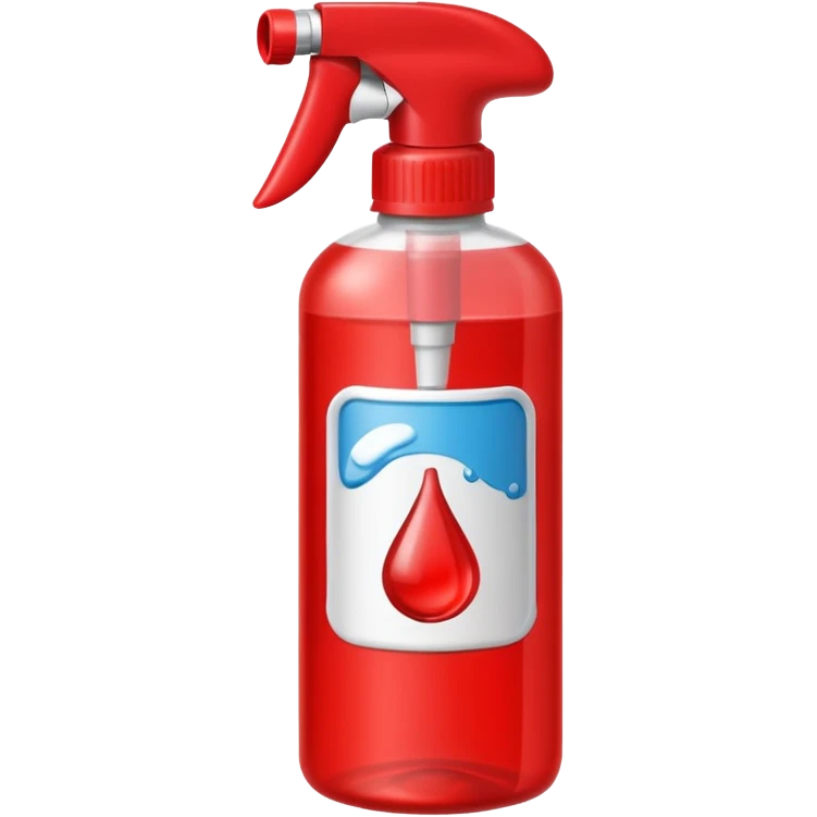red spray bottle with label emoji