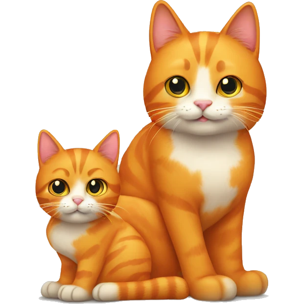 Big orange cat AND small tricolour kitty emoji