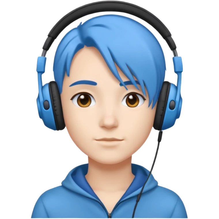 blue haired headphone wearing emoji