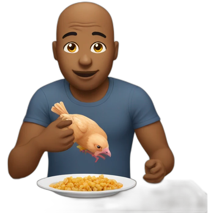 Bald black guy eating chicken emoji