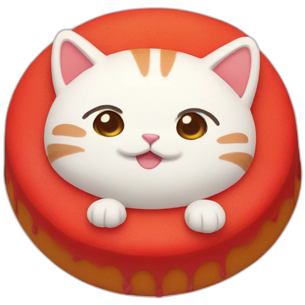red cake mochi cat emoji