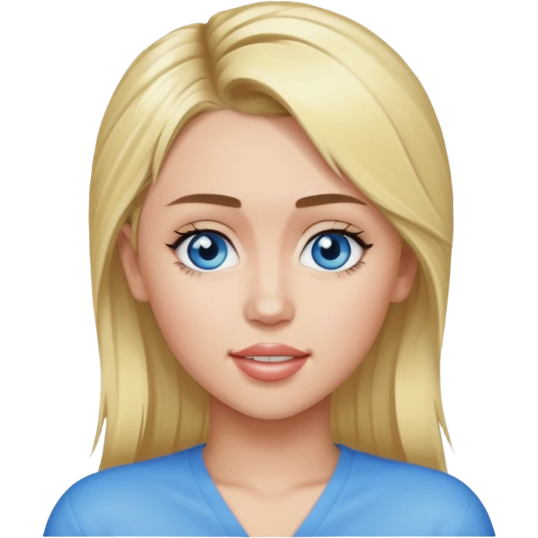 Miley Cyrus with blue eyes, blonde long hair emoji