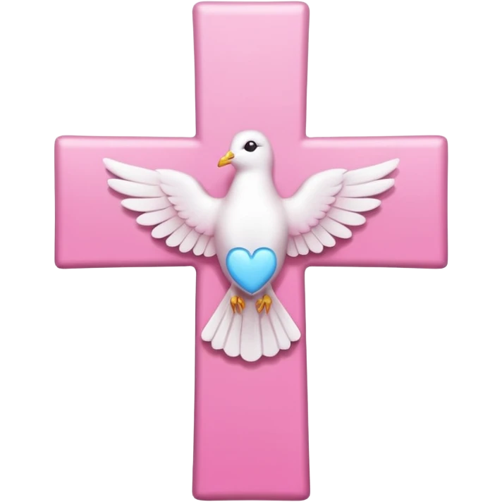 Pink and white simple holy cross with a dove  emoji