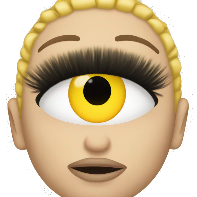 yellow emoji with lashes and nails emoji
