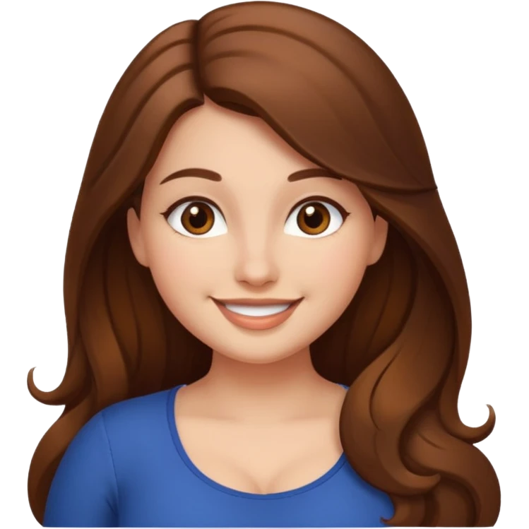 یه دختر با موهای بلند خورمایی رنگ چشما یکی گرد و شمکی اندامش تو پر emoji