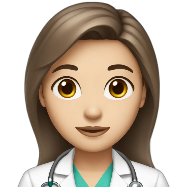 Girl white skin brown hair brown eyes doctor emoji