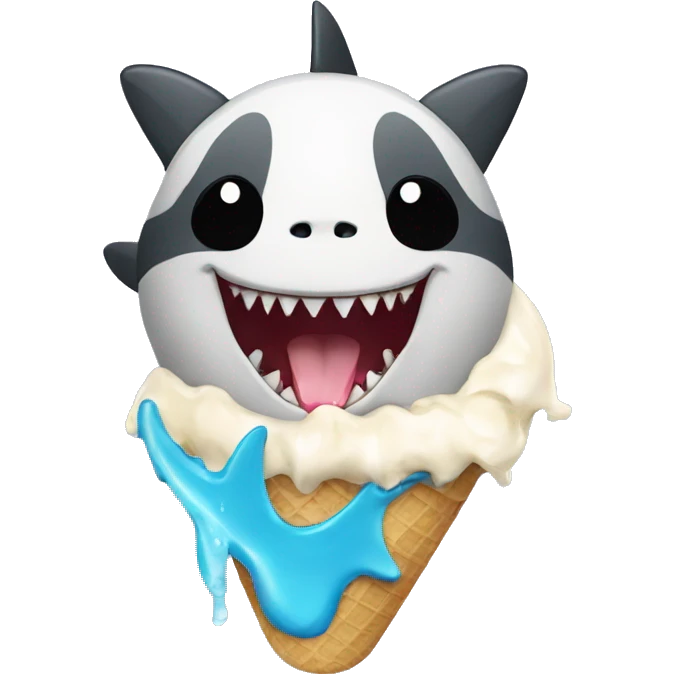 Shark with panda eat ice cream emoji