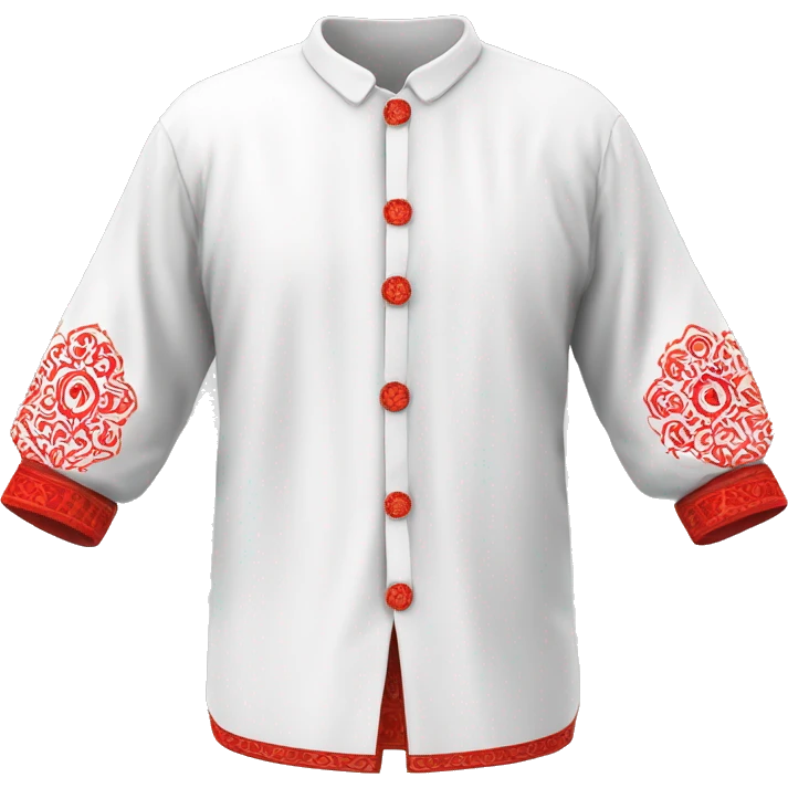  Shirt  vyshyvanka, white with red round embodiary on sleeves emoji