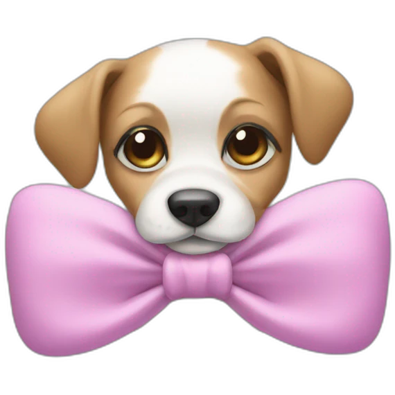 Puppy wearing sleep mask with a bow emoji