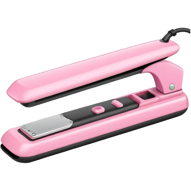 A baby pink  Hair straightener in iOS emoji style, 3D icon, plastic texture, soft reflection, minimalist design. emoji
