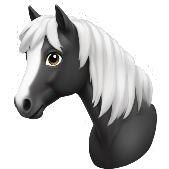 tête de poney petit avec des tâche blanc et noir emoji