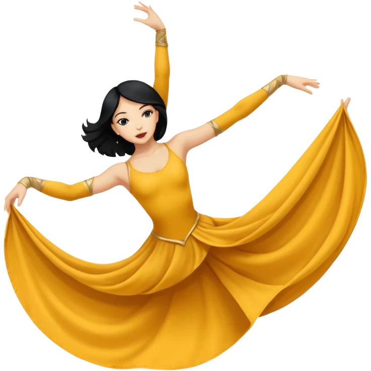 Emoji de una mujer pelinegra blanca bailarina de danza aerea haciendo figuras en la tela en el aire  emoji