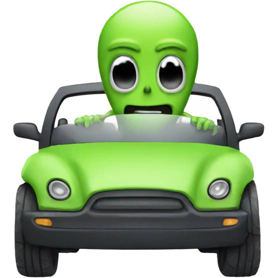 Alien driving car emoji