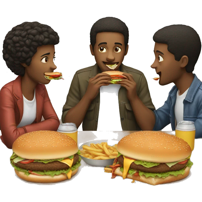 friends eating burgers emoji