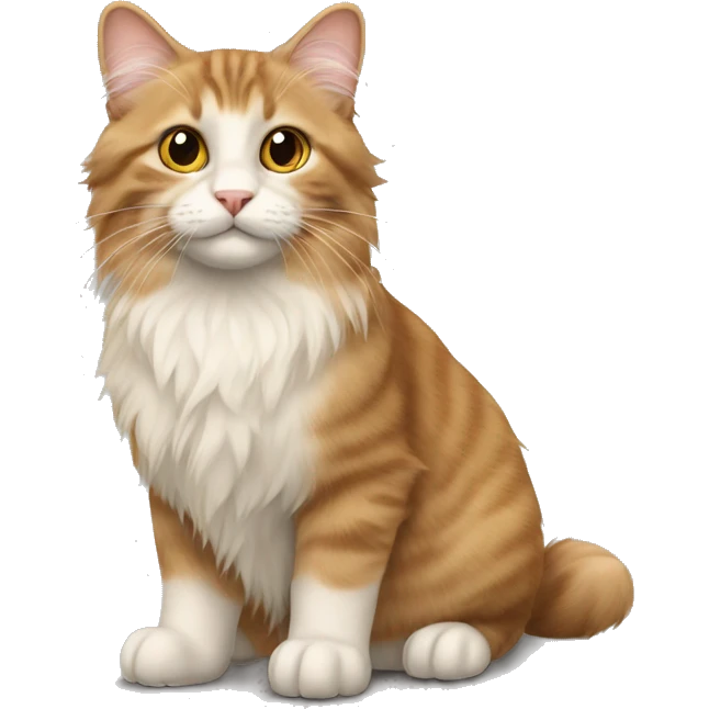 American-bobtail cat, long fur emoji