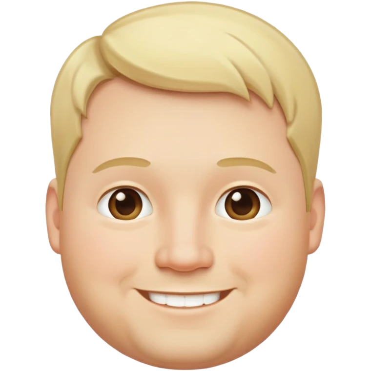 "- đàn ông
- 35 tuổi
- Da trắng
- Tóc vàng ngắn
- Cười mỉm, mặt mũm mĩm
" emoji