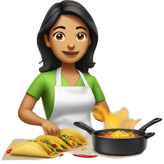 Mexican woman cooking tacos emoji