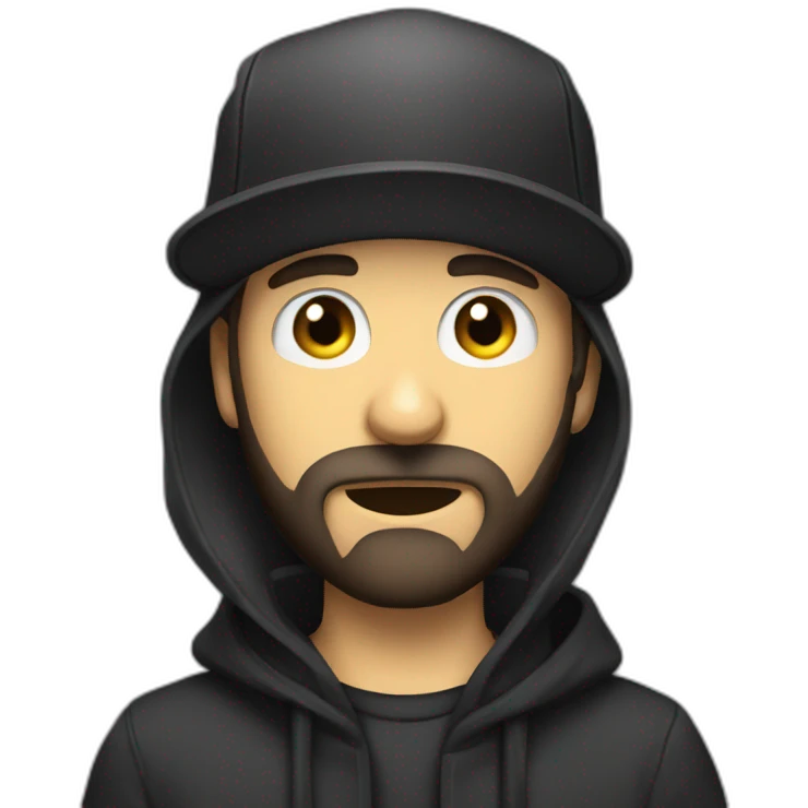 emo guy with beard and hat hype face emoji