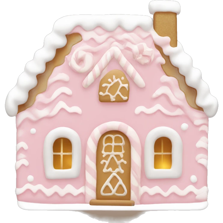 light pink and gold and white gingerbread house emoji