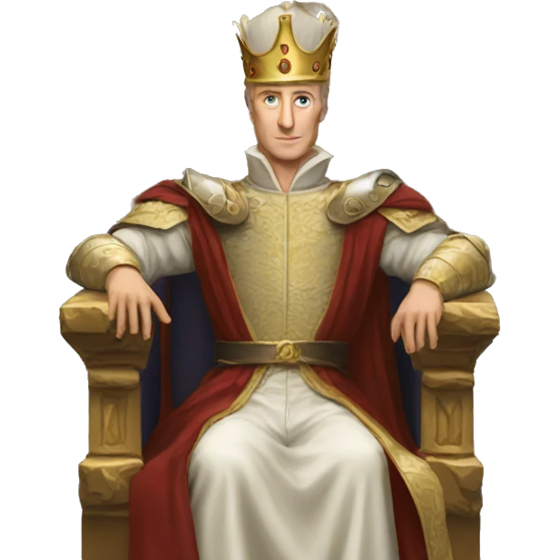 king baldwin IV raising his hand  on throne emoji