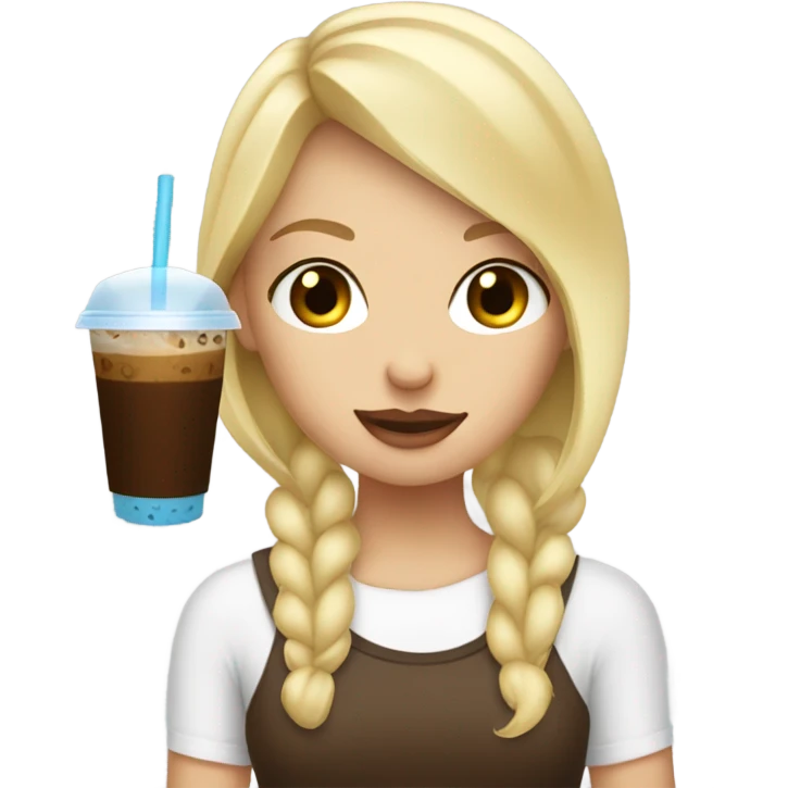 Blonde girl addicted to iced coffee emoji
