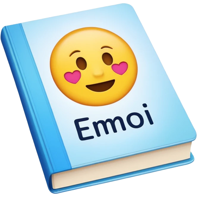 A textbook with the word 'emoji' written on the cover emoji