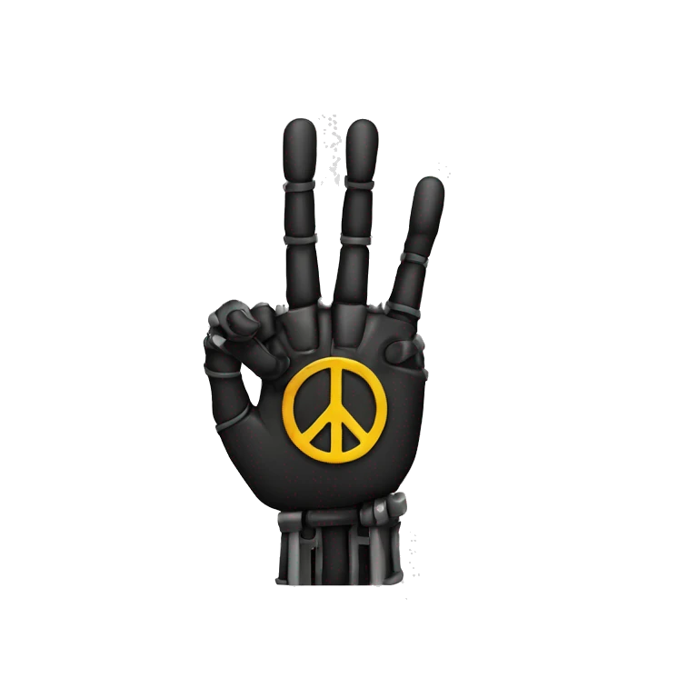 black robotic peace sign hand emoji