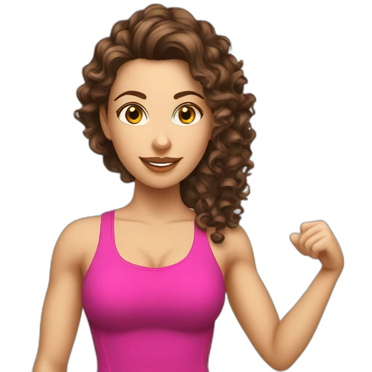 Brown curly hair Caucasian female personal trainer drinking cocktail emoji