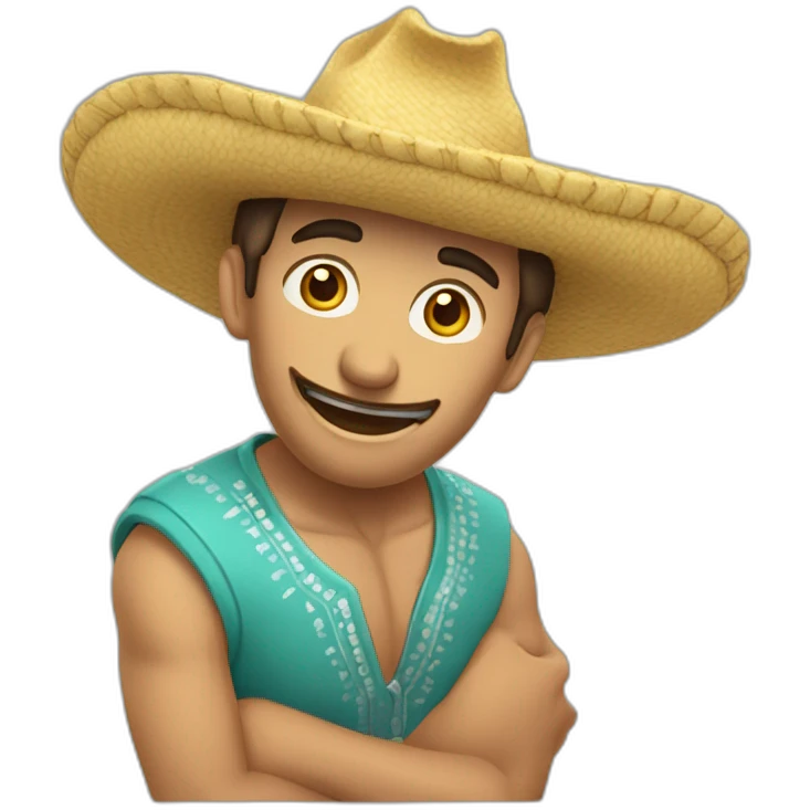 chico sin sombrero festejando estirando los brazos hacia arriba feliz emoji