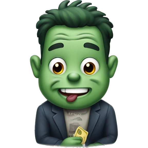 Mr. Pickles from the cartoon "Mr. Pickles" is holding a PayPal account. emoji