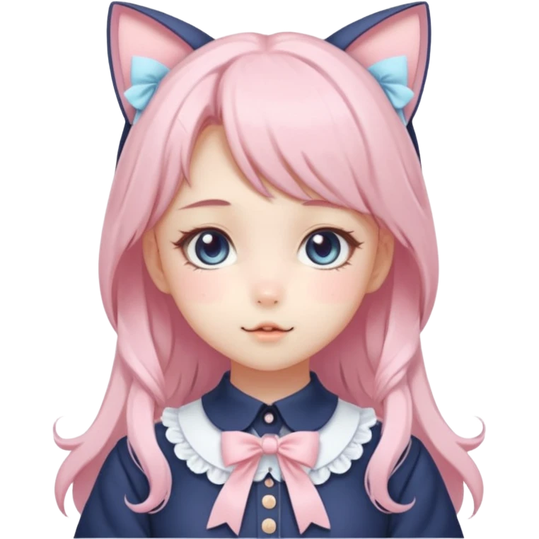 Shiny Blushing Cute Kawaii Beautiful Pastel Lolita Anime Catgirl Trending Style Cottagecore Pastelcore  emoji