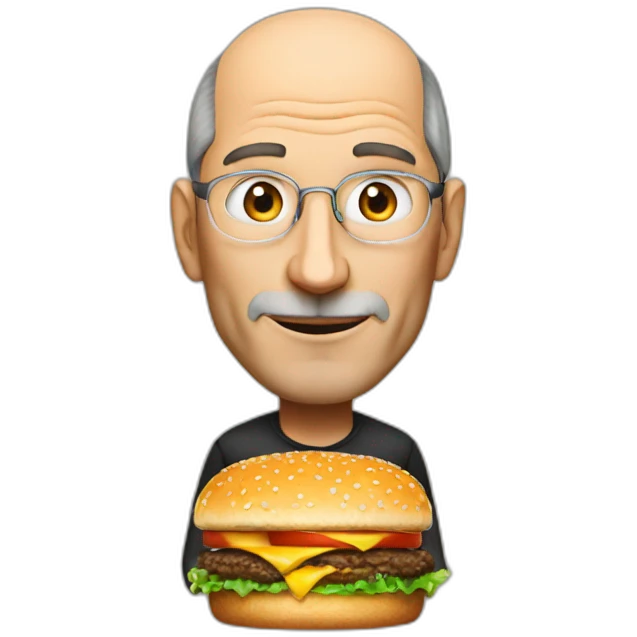 Steve jobs with a burger emoji