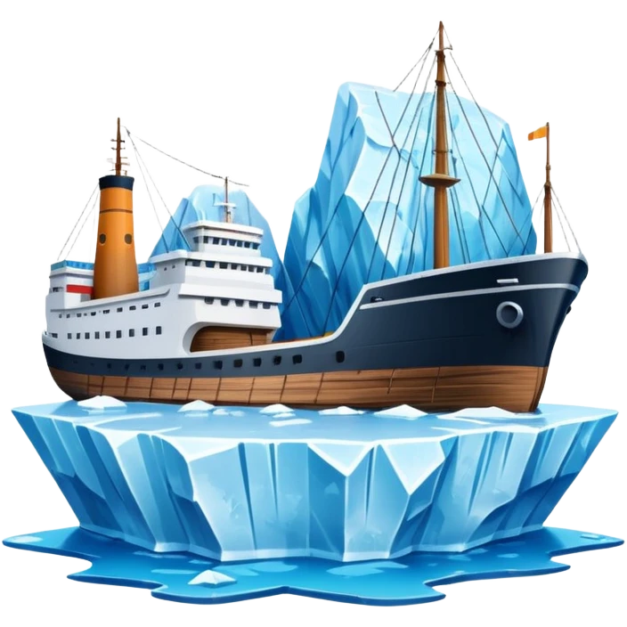 A ship moving past an iceberg emoji