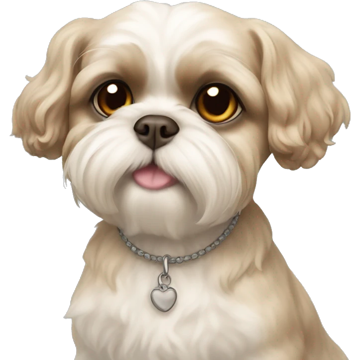 Beige shih tzu with beige Devon Rex cat  emoji