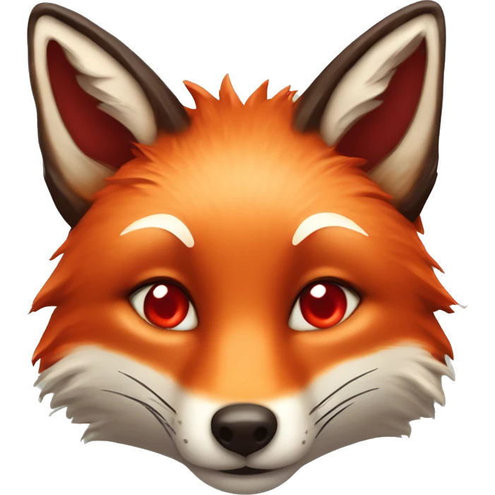deep lush red fox face with tiny red heart instead of eyes emoji