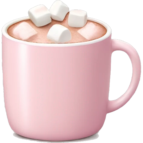 Light Pink mug of hot chocolate with marshmallows  emoji
