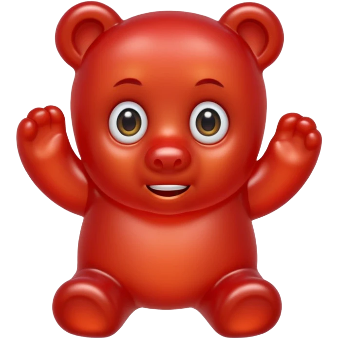 red gummy bear with eyes and long hair only head emoji