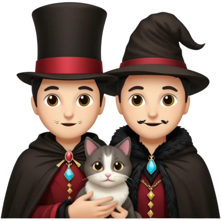 magician couple and their pet cat emoji