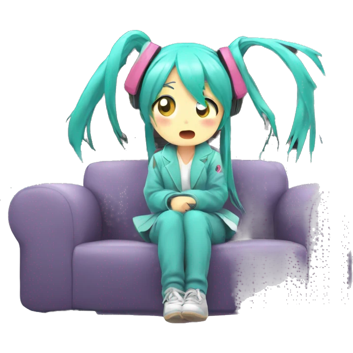 Hatsune Miku watching TV emoji
