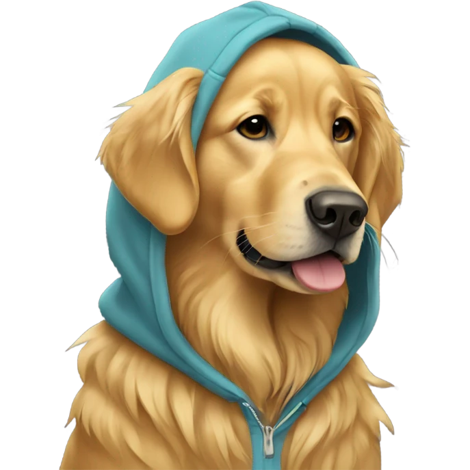 Golden retriever wearing hoodie emoji