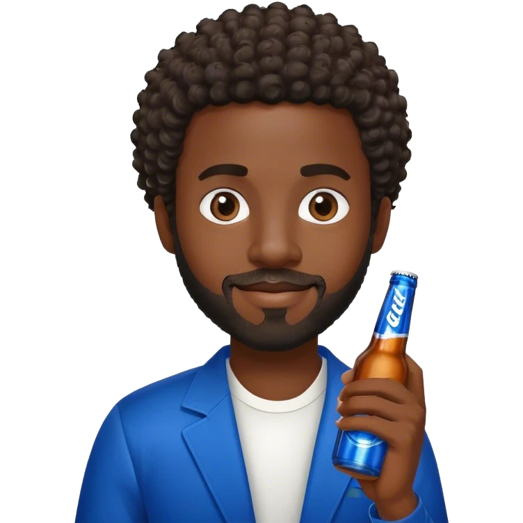 dark black guy short curly hair facial hair holding bud light  emoji