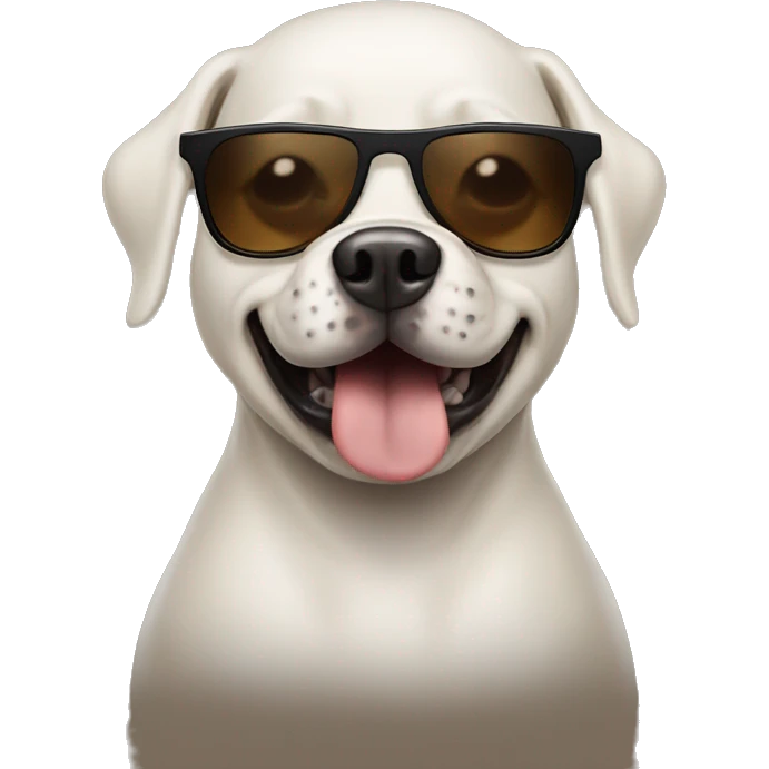 Make a dog wearing sunglasses with poop on its head and make the dog really, really really tall and make him riding a shark emoji