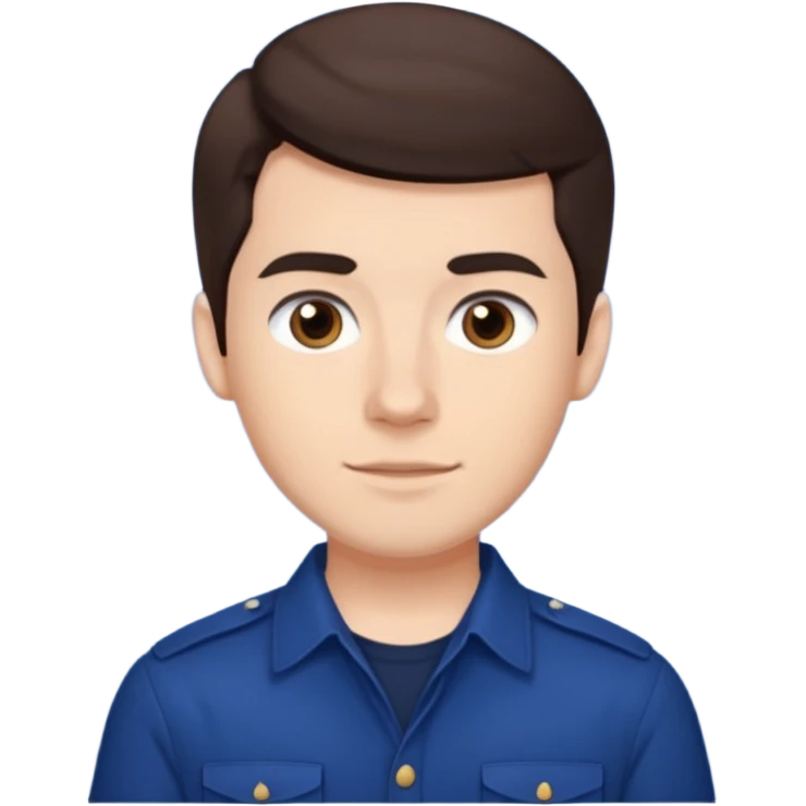 Jay from Kubz Scouts, YouTuber with dark brown hair, navy blue shirt emoji